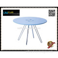 Dia70cm round MDF button top child's drawing table with powder coating/chromed steel legs